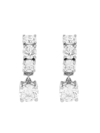 14k White Gold Lab Diamond Large Huggie Drop Earrings