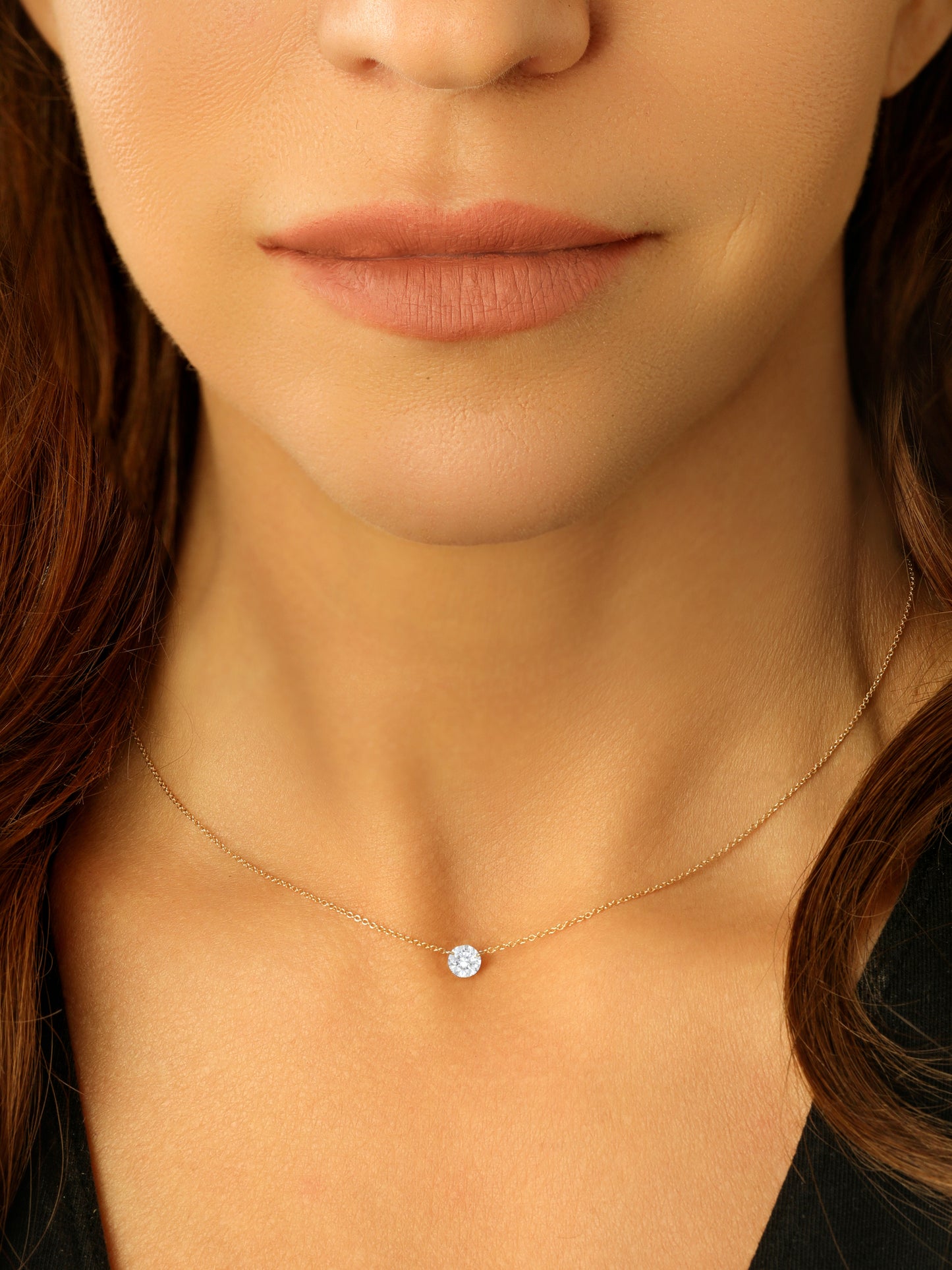 14k Yellow Gold Single Drill Diamond Necklace
