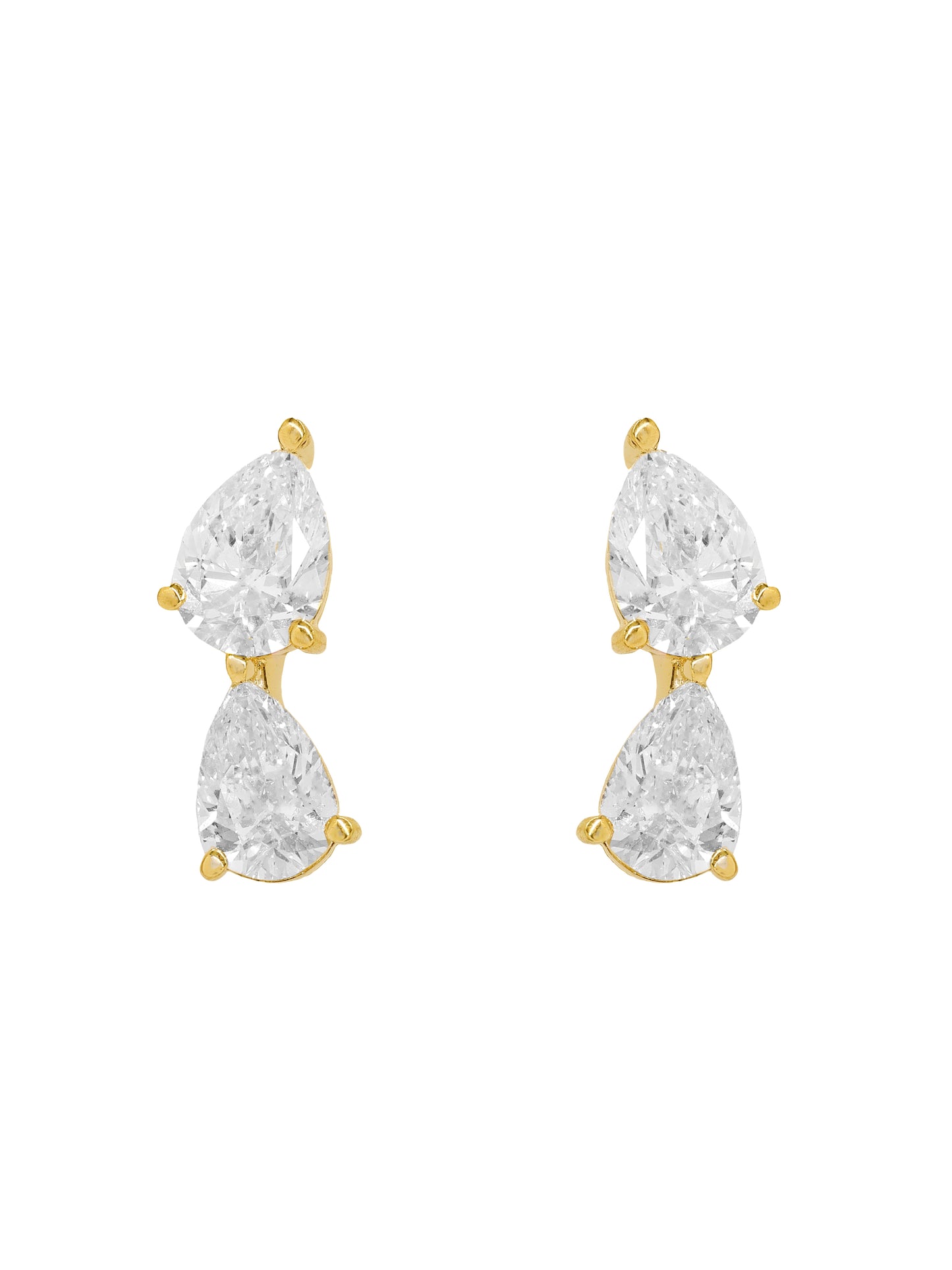 14k Yellow Gold Lab Diamond Multi Tear Crawler Earrings