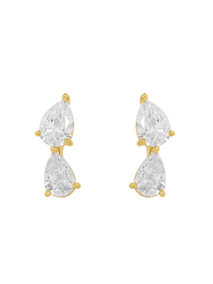 14k Yellow Gold Lab Diamond Multi Tear Crawler Earrings