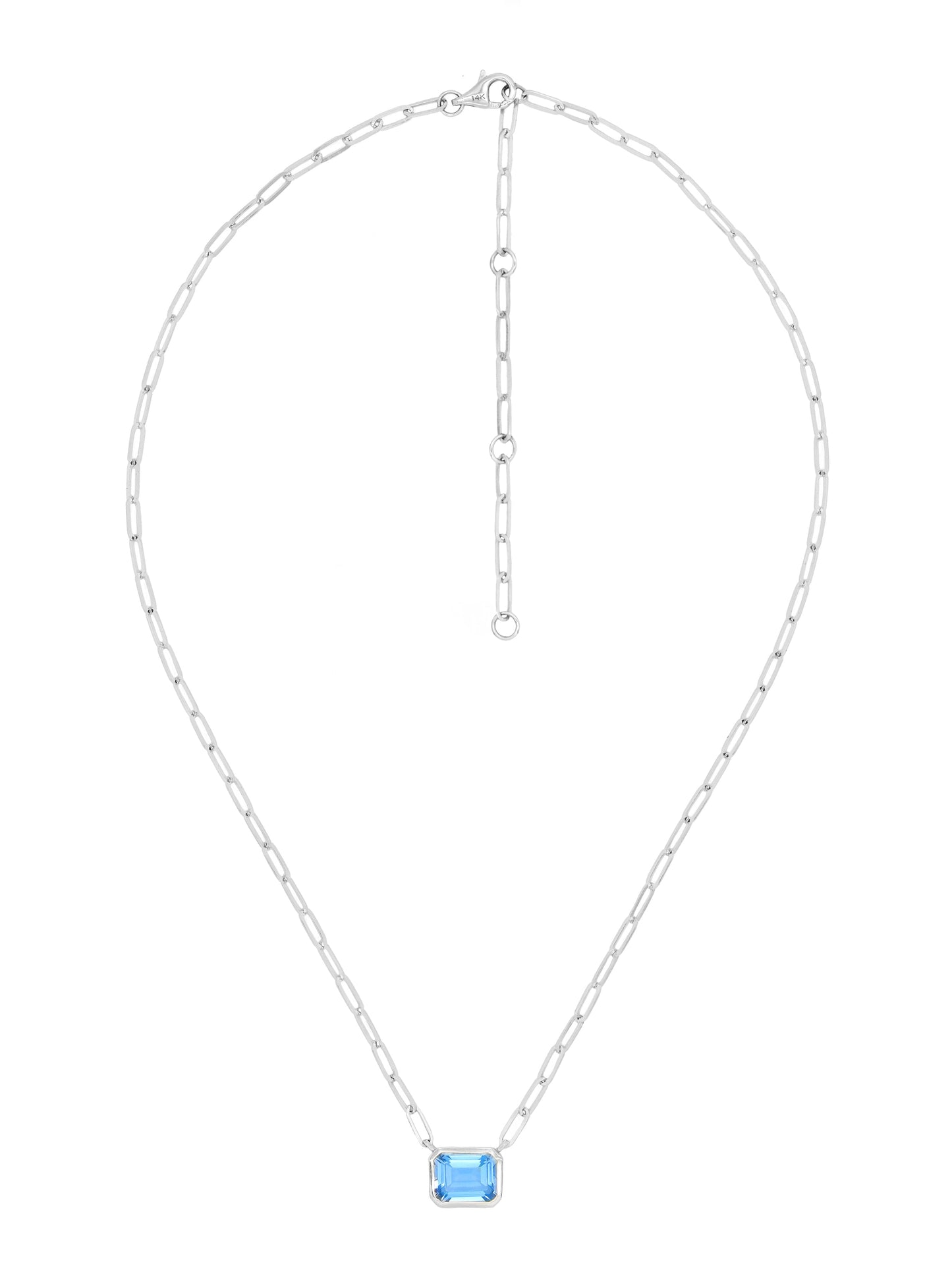 14k White Gold Blue Topaz Necklace
