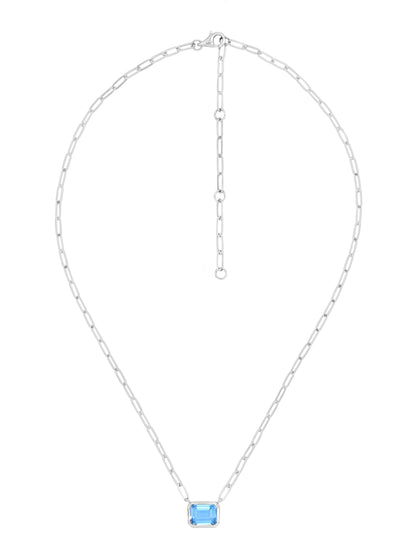 14k White Gold Blue Topaz Necklace