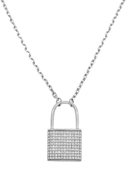 14k White Gold Diamond Reversible Locket Necklace
