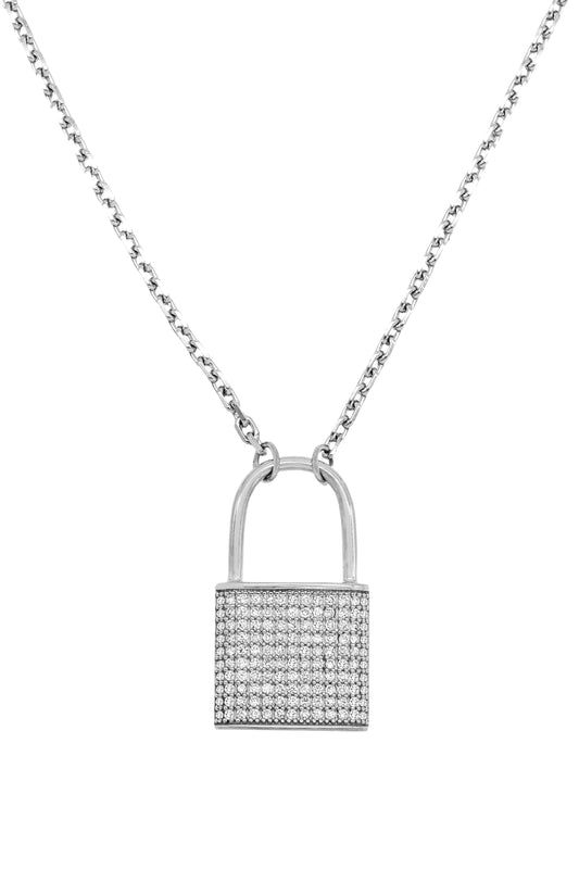 14k White Gold Diamond Reversible Locket Necklace