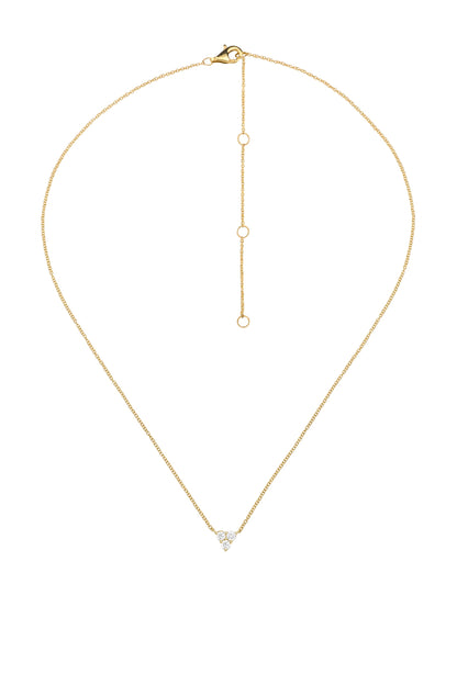 14k Yellow Gold Diamond Triangle Cluster Necklace