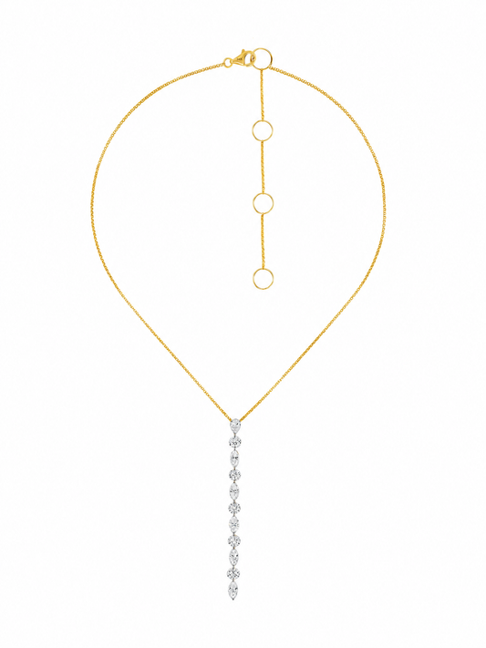 14k Yellow Gold Drill Lab Diamond Lariat Necklace
