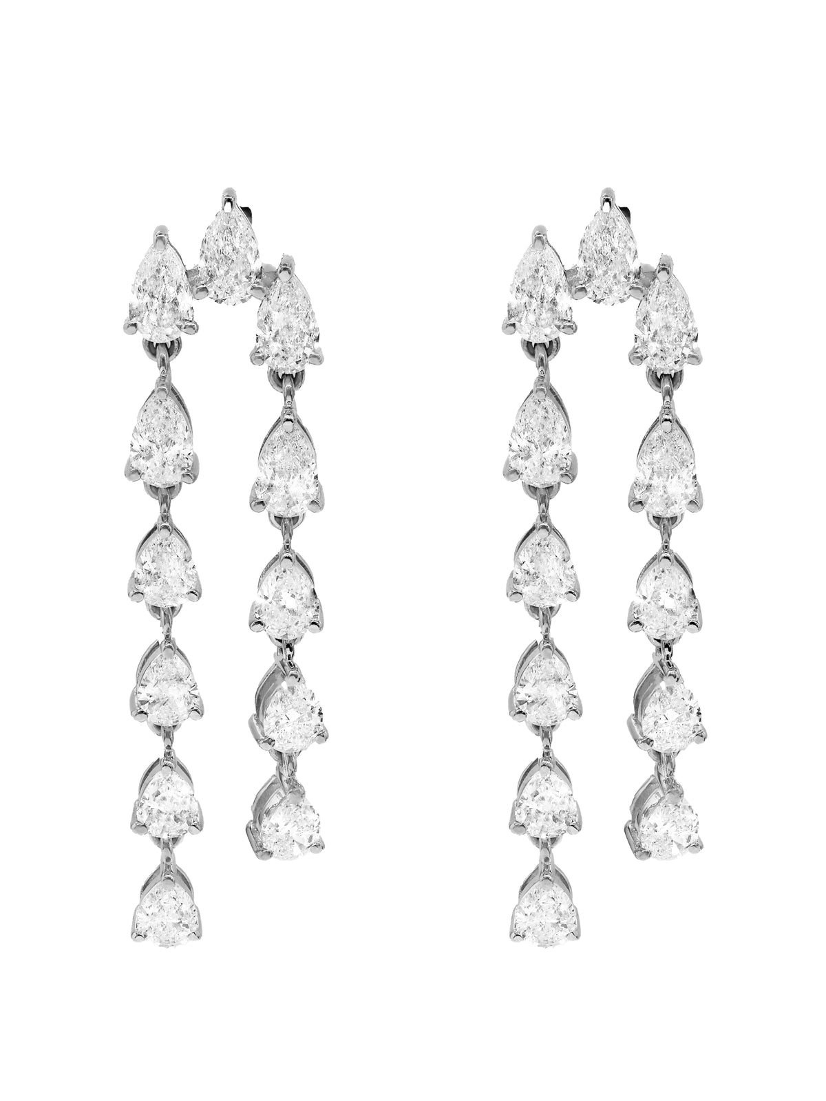 14k White Gold Lab Diamond Waterfall Earrings