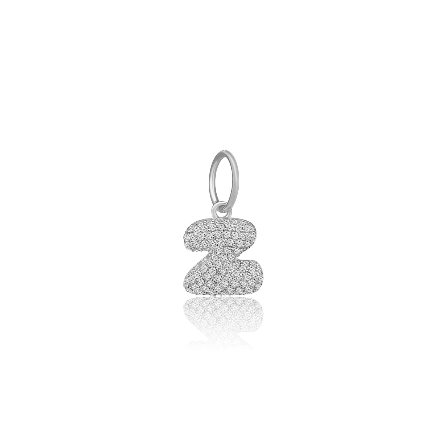 14k White Gold Diamond Bubble Letter Charm