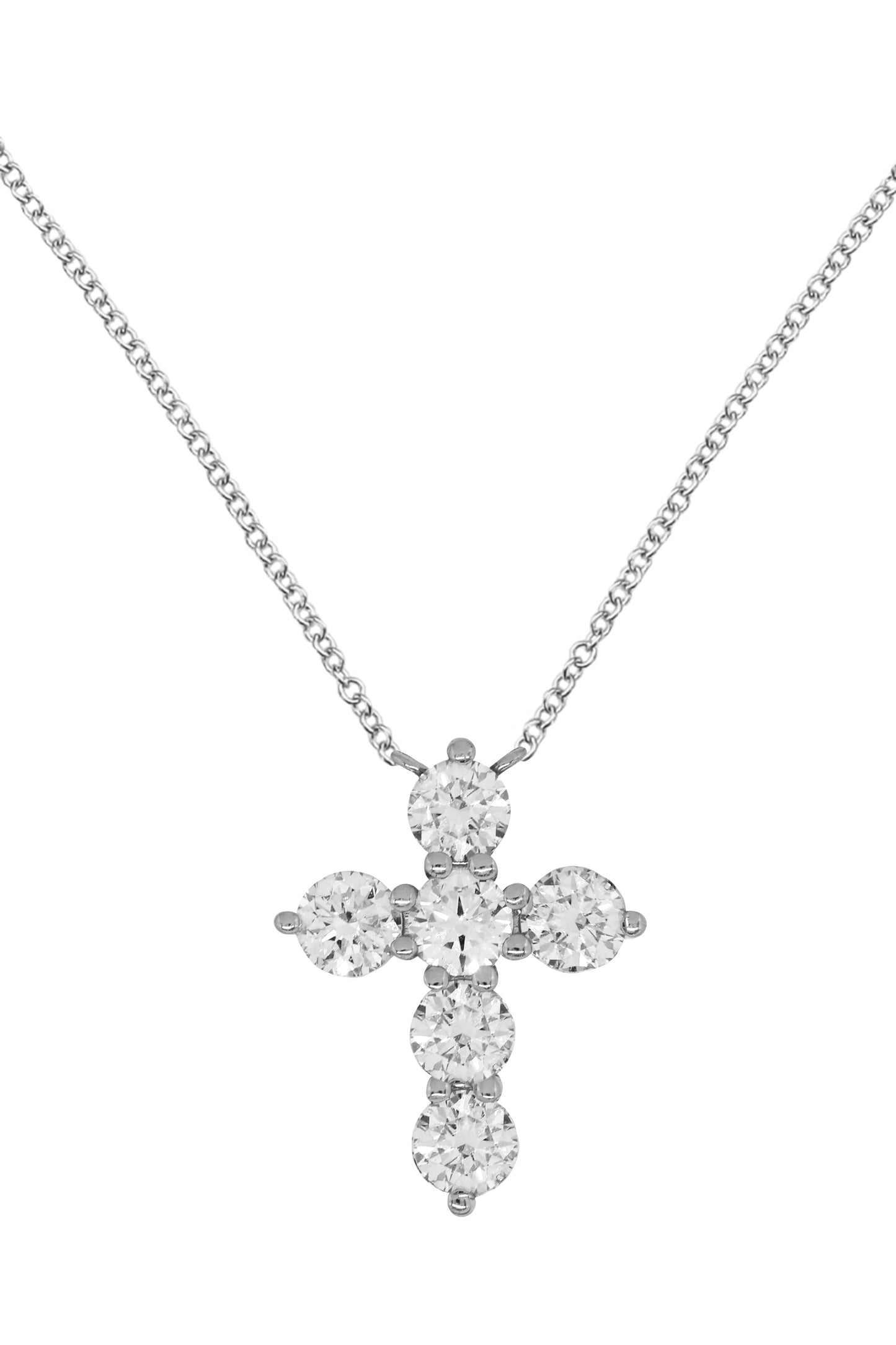 14k White Gold Lab Diamond Cross Necklace