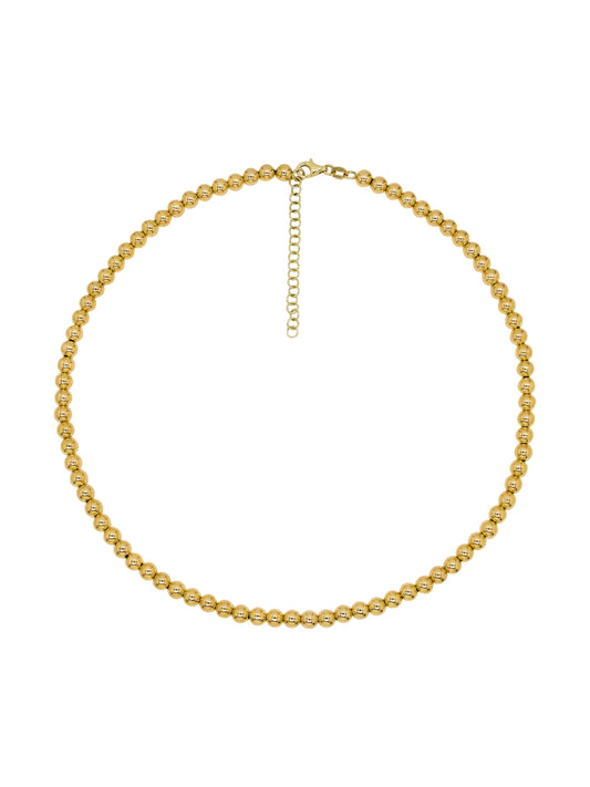 14k Yellow Gold Large Beaded Chain Necklace
