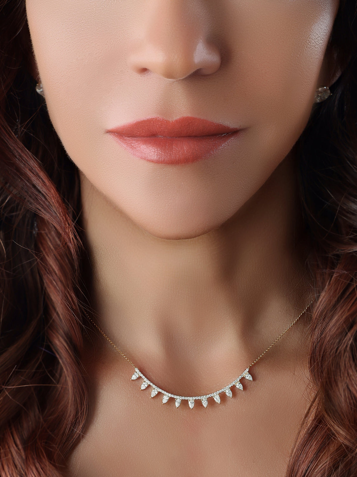14k Yellow Gold Lab Diamond Bar Pear Necklace