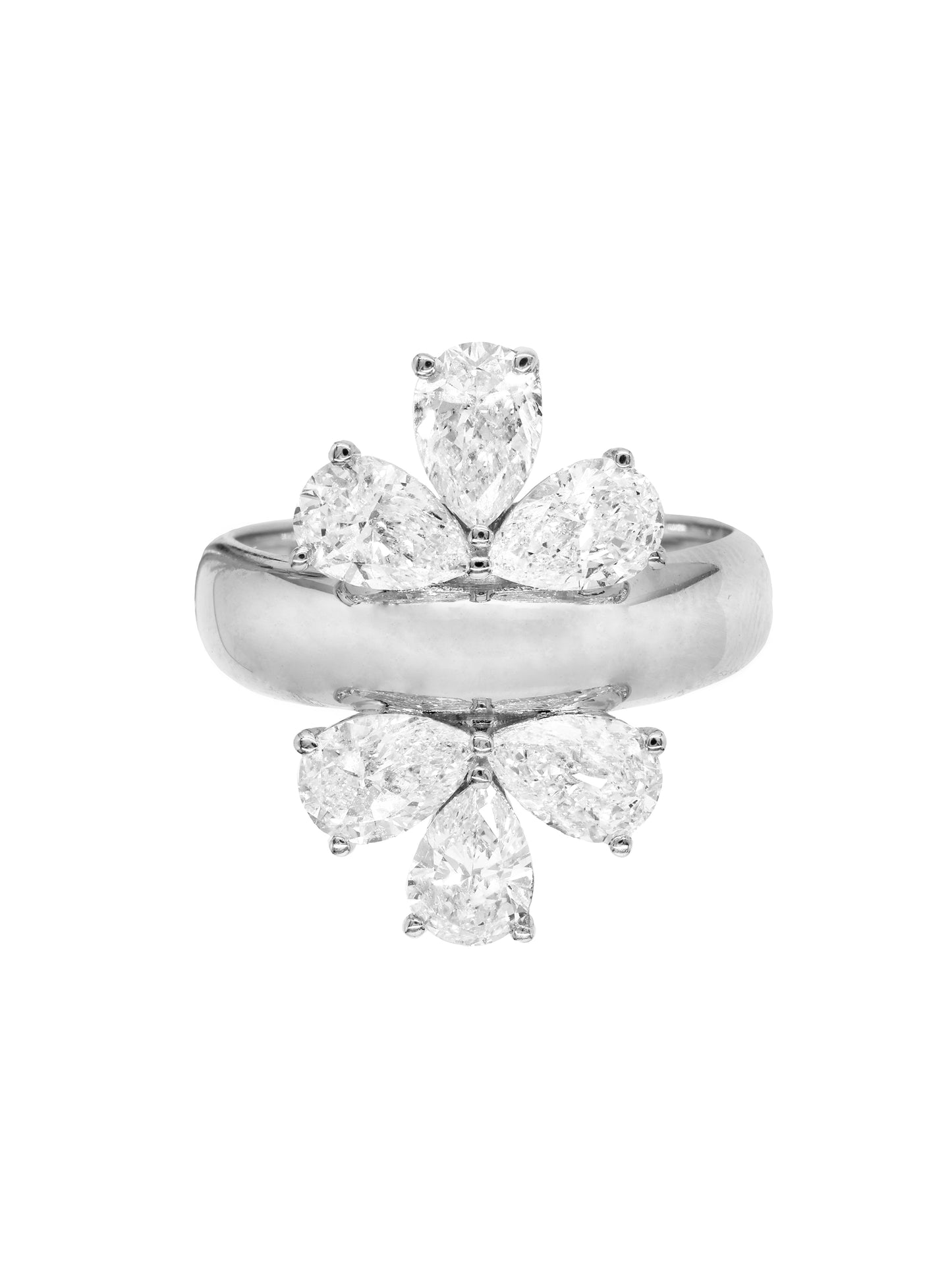 14k White Gold Lab Diamond Flower/Cluster Ring