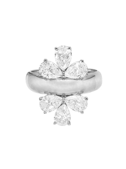 14k White Gold Lab Diamond Flower/Cluster Ring