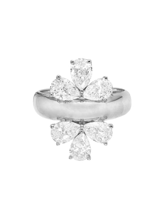 14k White Gold Lab Diamond Flower/Cluster Ring