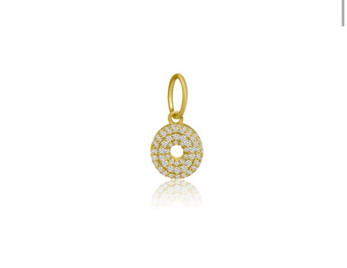 14k Yellow Gold Diamond Bubble Letter Charm