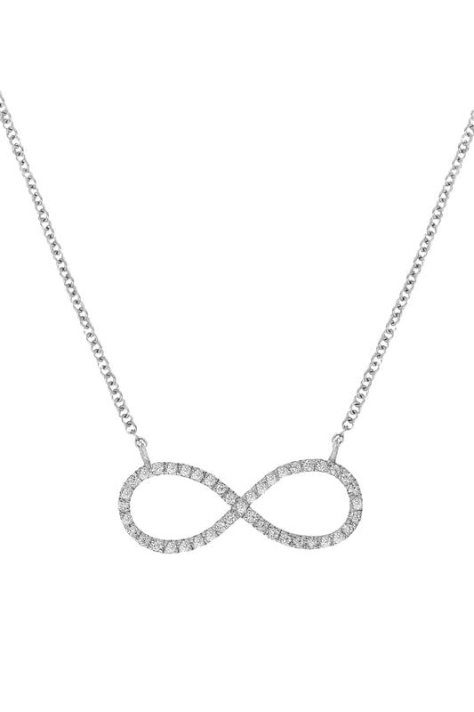 14k White Gold Diamond Infinity Necklace