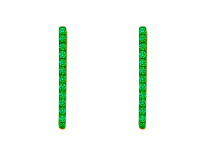 14k Yellow Gold Emerald Paperclip Hoop Earrings