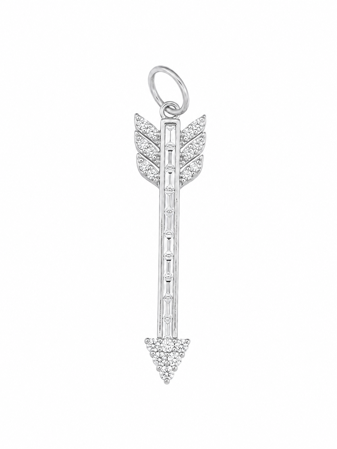 14k White Gold Lab Diamond Large Arrow Charm