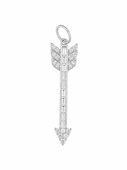 14k White Gold Lab Diamond Large Arrow Charm