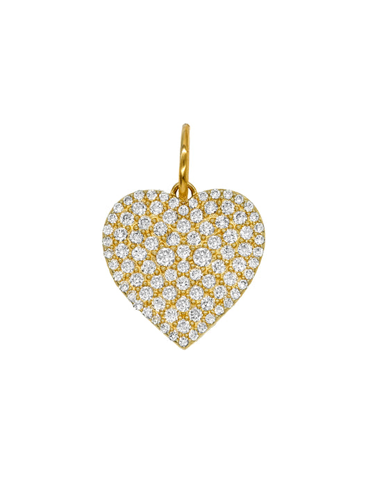 14k Yellow Gold Diamond Heart Charm