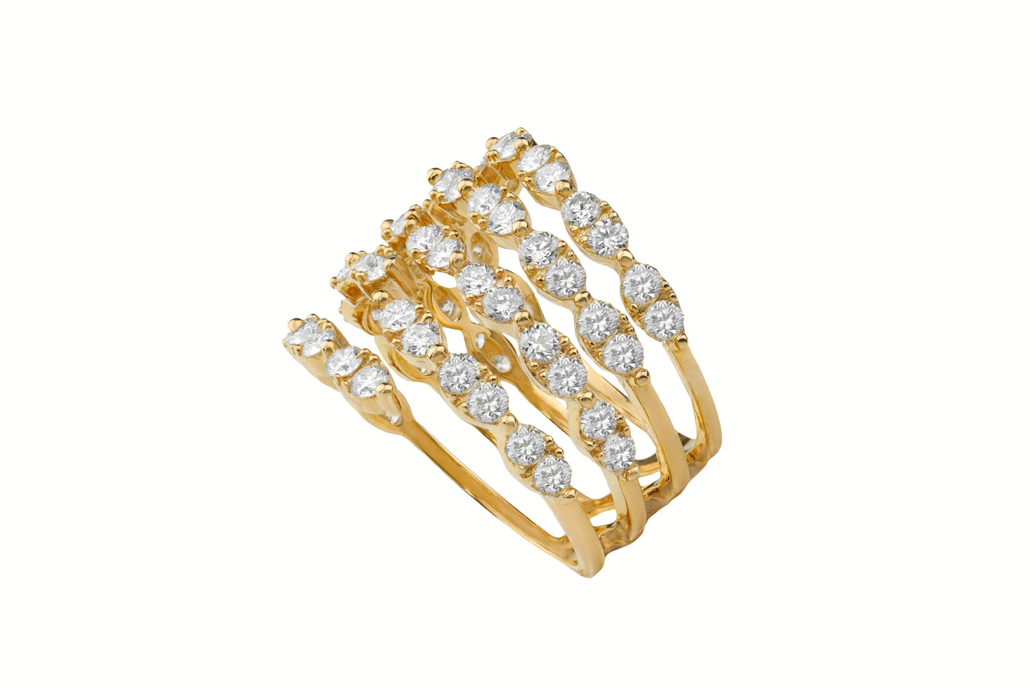 14k Yellow Gold Diamond 5 Row Wrap Ring