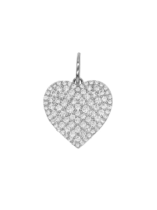 14k White Gold Diamond Heart Charm