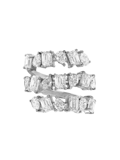 14k White Gold Lab Diamond Triple Wrap Ring