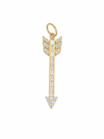 14k Yellow Gold Lab Diamond Large Arrow Charm