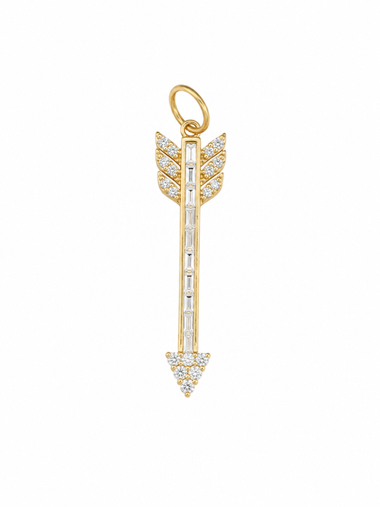 14k Yellow Gold Lab Diamond Large Arrow Charm