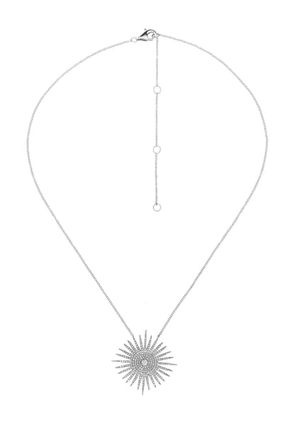 14k White Gold Diamond Starburst Necklace