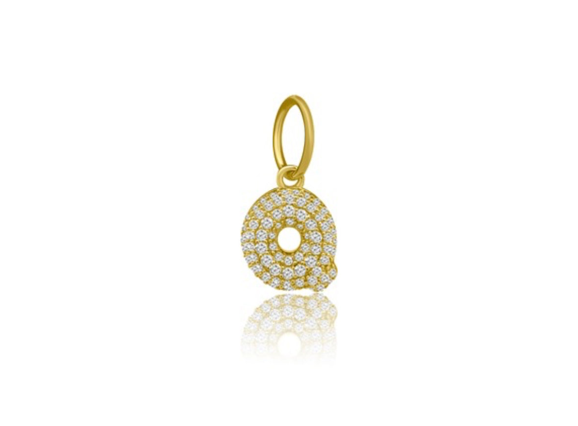 14k Yellow Gold Diamond Bubble Letter Charm