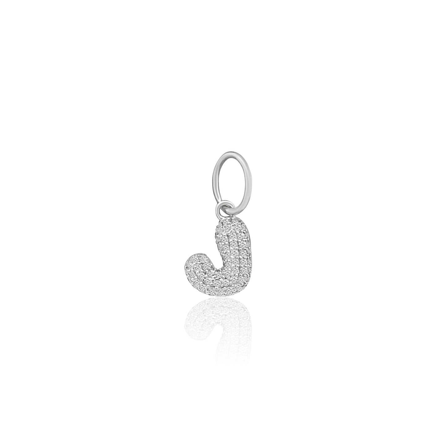 14k White Gold Diamond Bubble Letter Charm