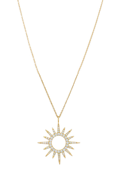 14k Yellow Gold Diamond Sunburst Necklace