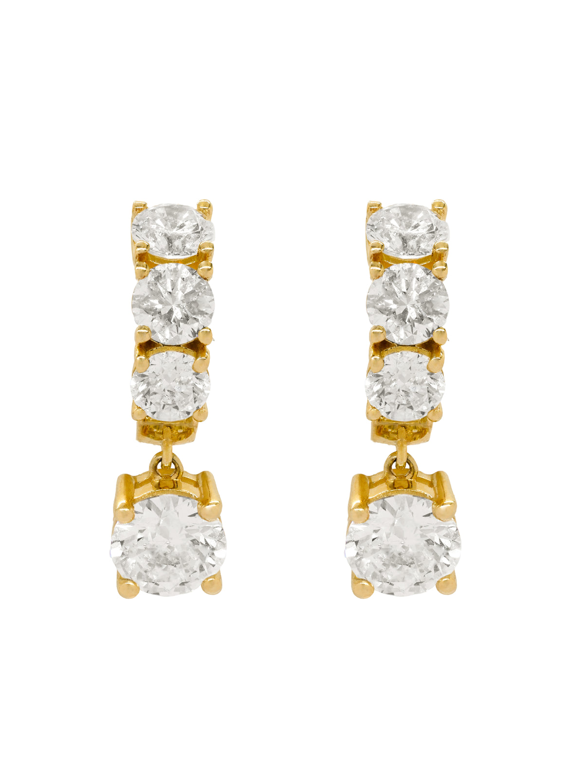 14k Yellow Gold Lab Diamond Large Huggie Drop Earrings