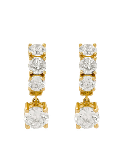 14k Yellow Gold Lab Diamond Large Huggie Drop Earrings
