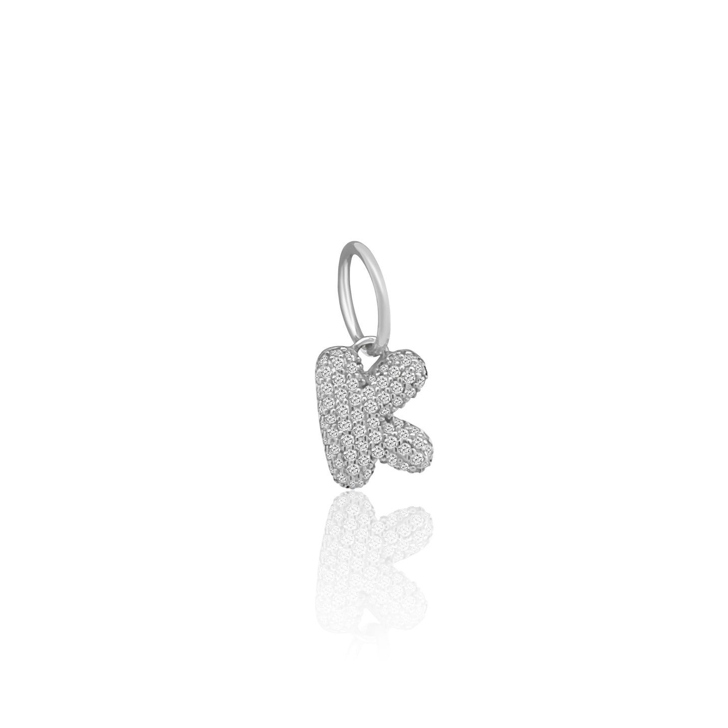 14k White Gold Diamond Bubble Letter Charm