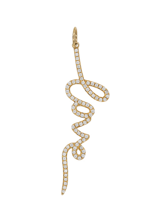 14k Yellow Gold Large Diamond Love Charm
