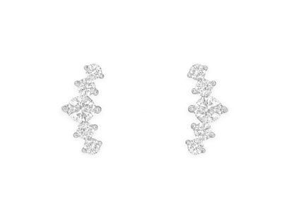 14k White Gold Diamond Crawler Earrings