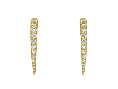 14k Yellow Gold Diamond Spike Huggie Earrings