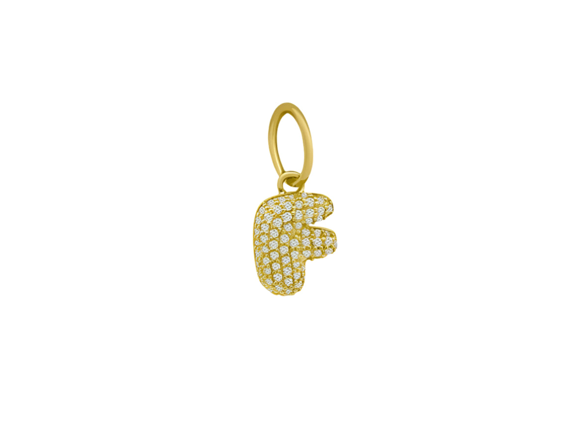 14k Yellow Gold Diamond Bubble Letter Charm