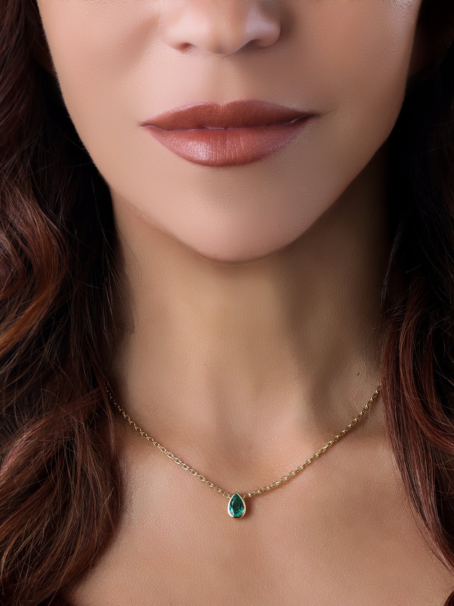 14k Yellow Gold Lab Emerald Necklace