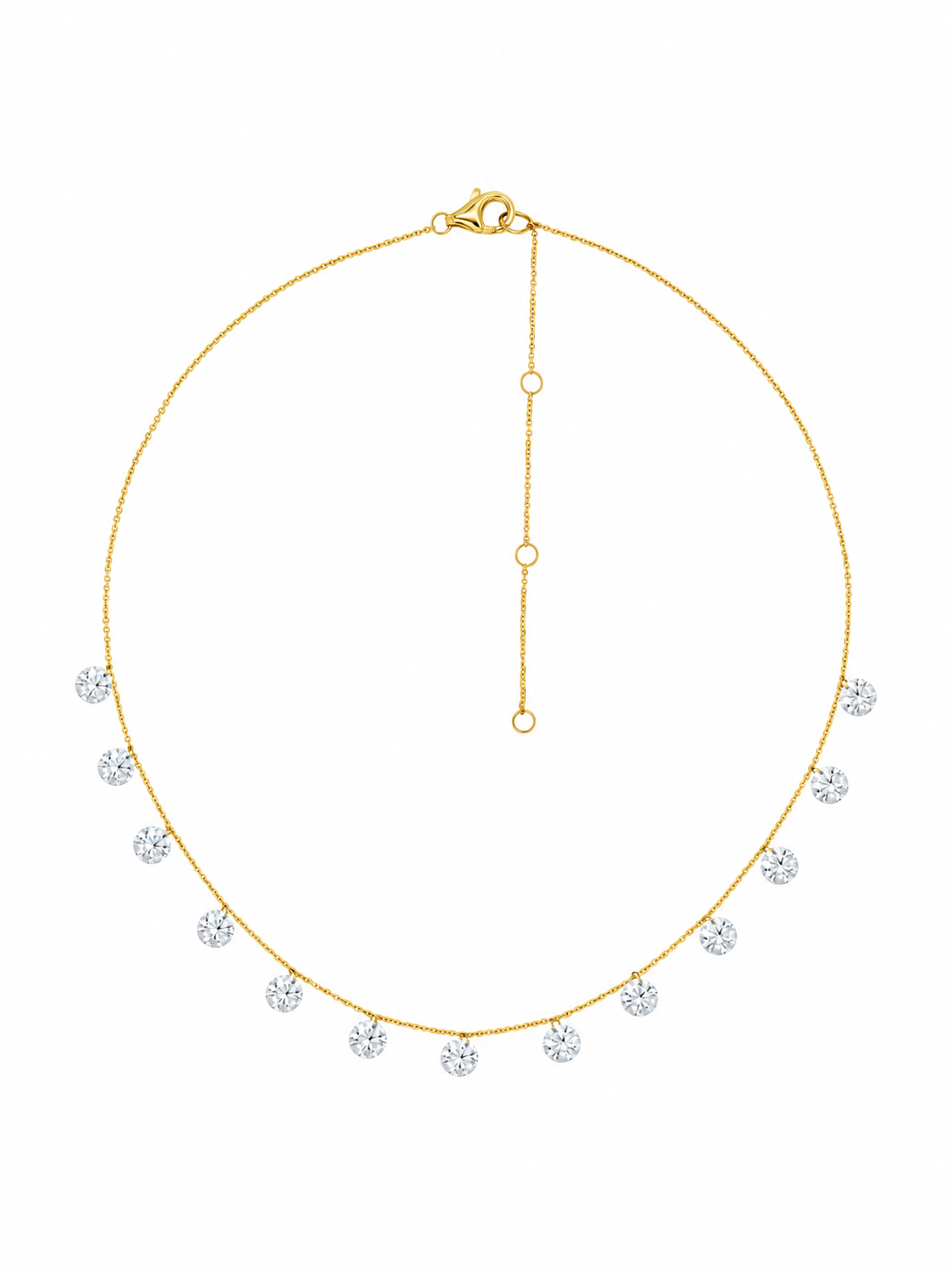 14k Yellow Gold Large Drill Diamond Necklace