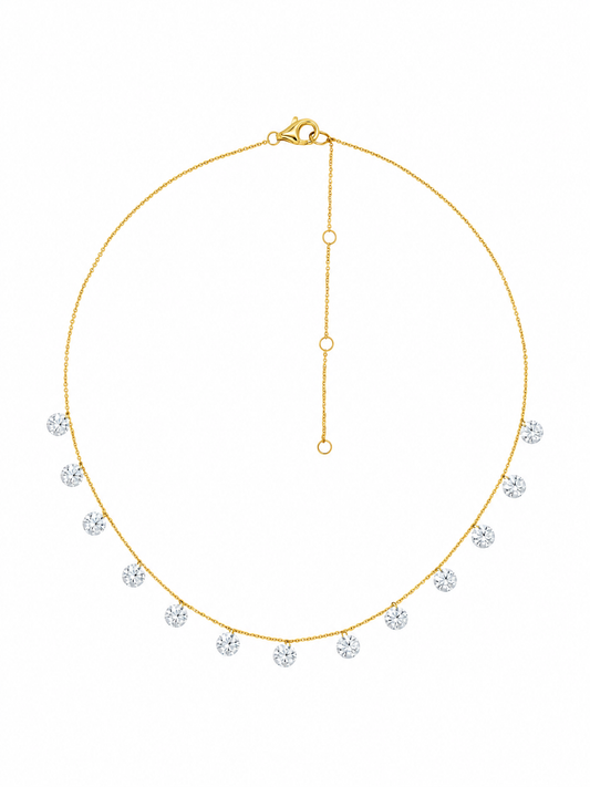 14k Yellow Gold Large Drill Diamond Necklace