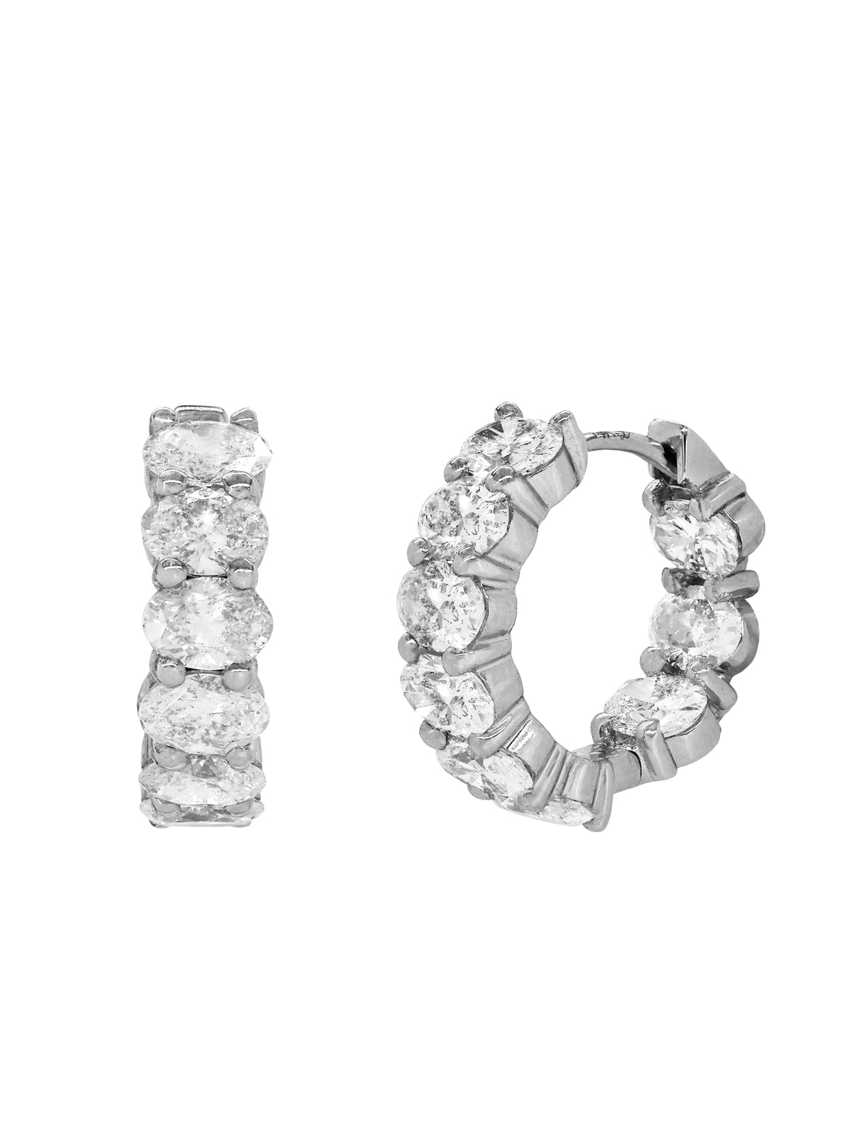 14k White Gold Lab Diamond Hoop Earrings