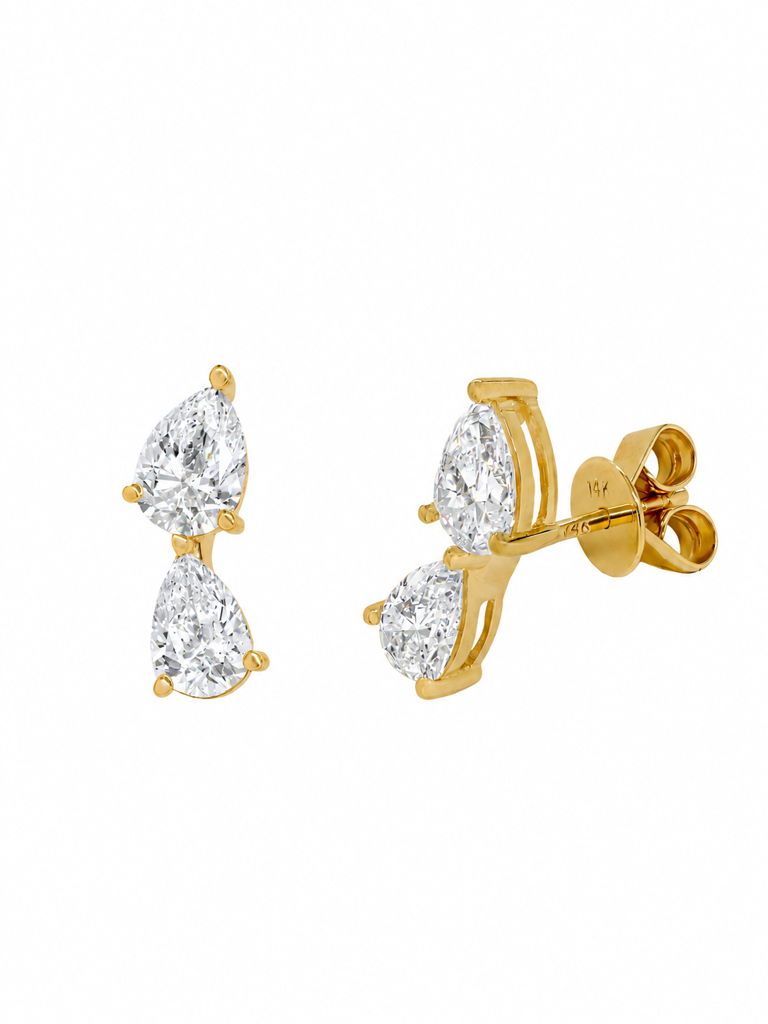 14k Yellow Gold Lab Diamond Multi Tear Crawler Earrings