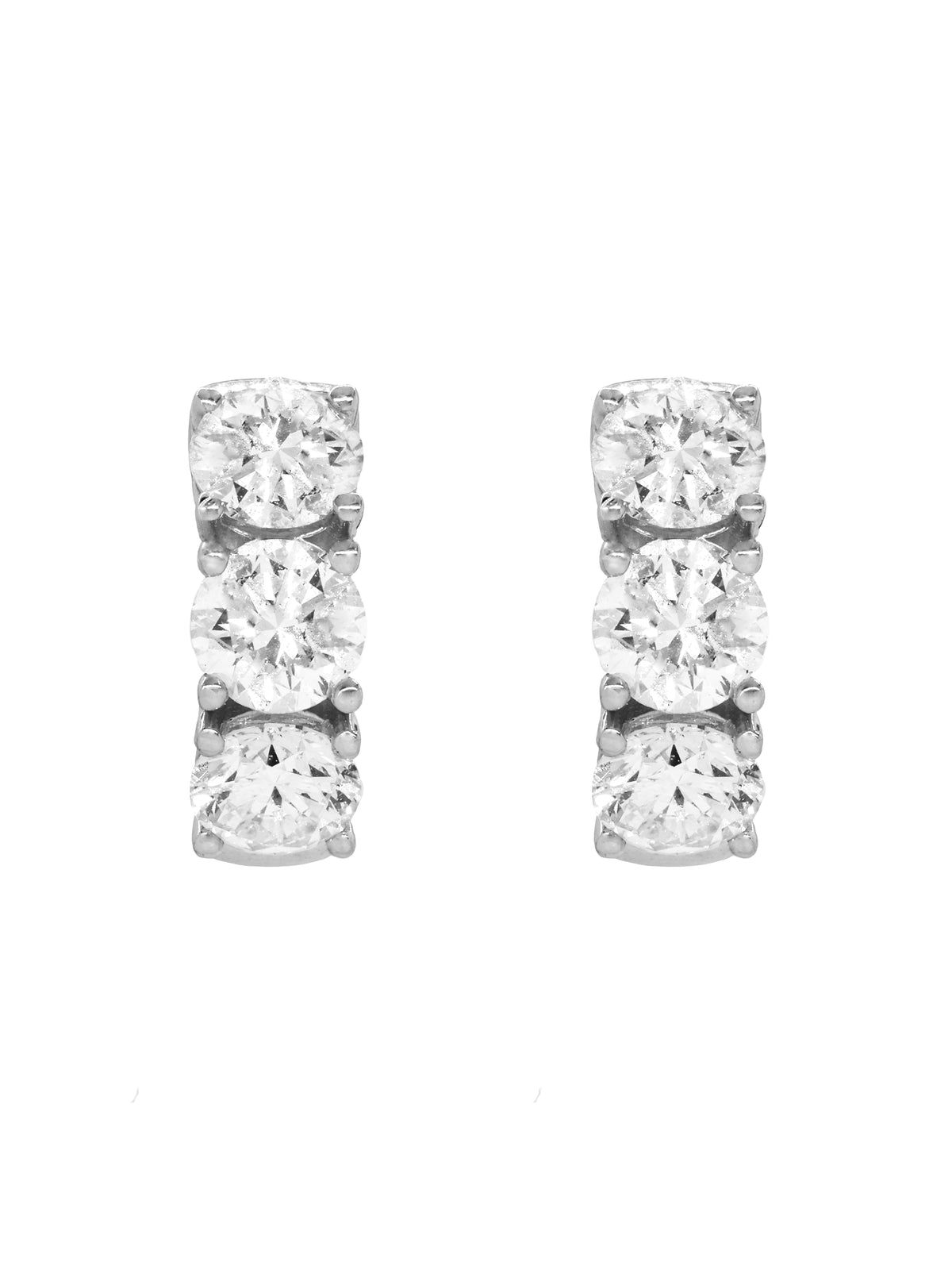 14k White Gold Lab Diamond Large Huggie Earrings
