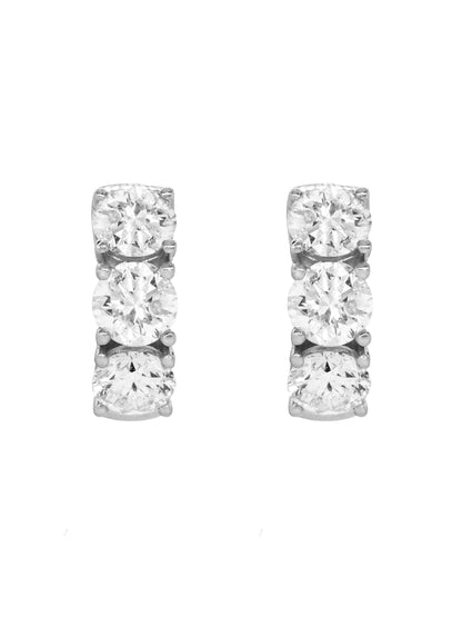 14k White Gold Lab Diamond Large Huggie Earrings