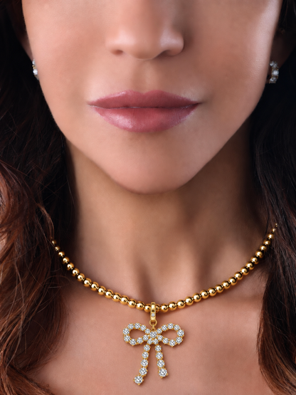 14k Yellow Gold Large Beaded Chain Necklace