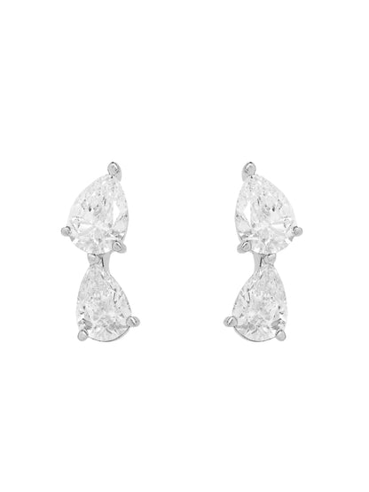 14k White Gold Lab Diamond Multi Tear Crawler Earrings