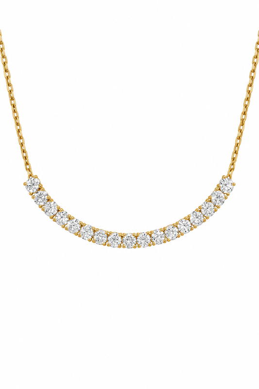 14k Yellow Gold Lab 17 Diamond Large Bar Necklace